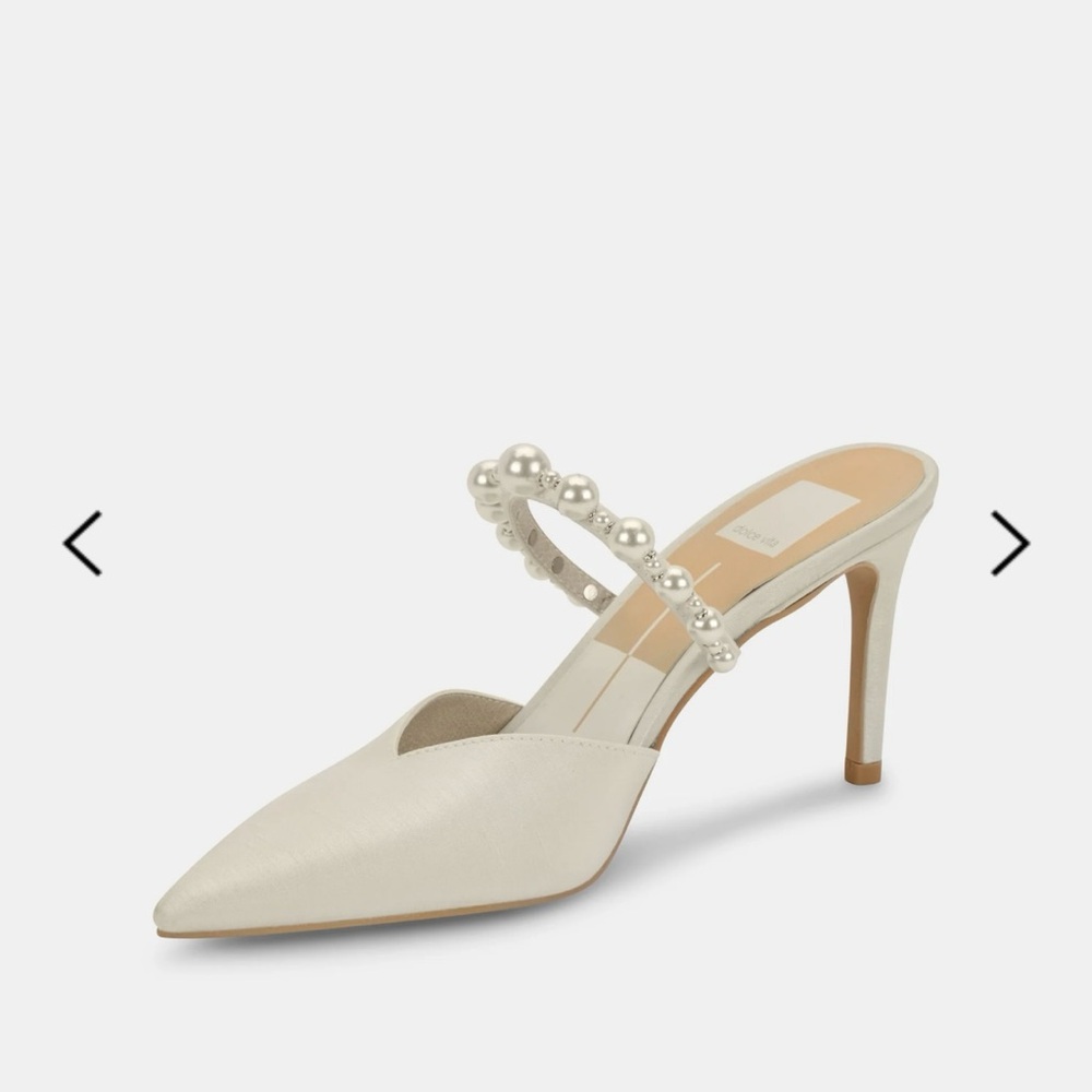 Dolce Vita KANIKA Cream Heels with Pearl Accent